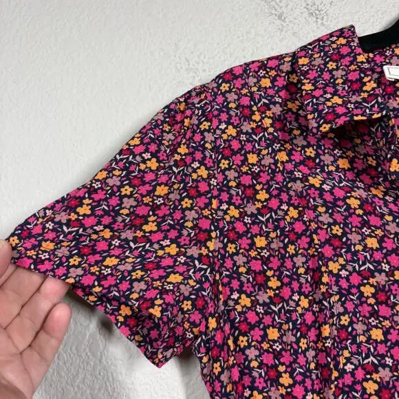 Fat Face Size 2 Midi Shirt Dress Red Pink Floral Belted Short Sleeves Colorful - Picture 4 of 10